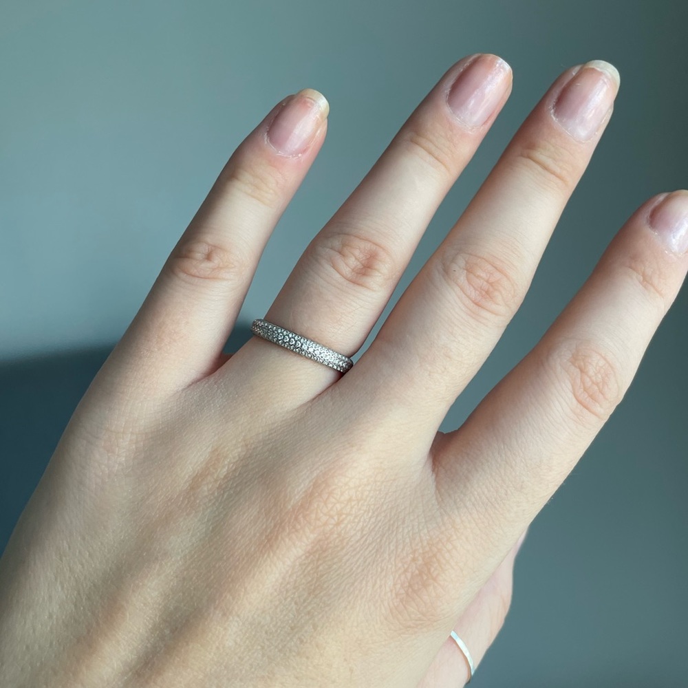 Sterling silver cz pave stack ring